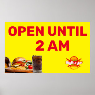 Maak Burger Restaurant Logo Aanpasbaar Open Tot 02 Poster