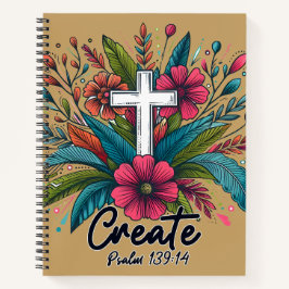 Maak Christelijk | Psalm 139 Bloemkruis Journaal Notitieboek