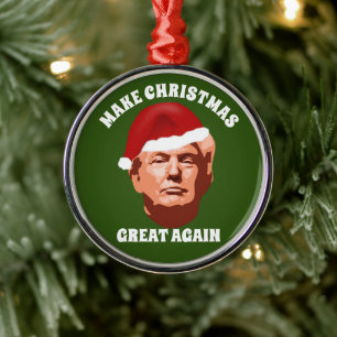 MAAK CHRISTMAS GREAT WEER TRUMP SANTA HAT METALEN ORNAMENT