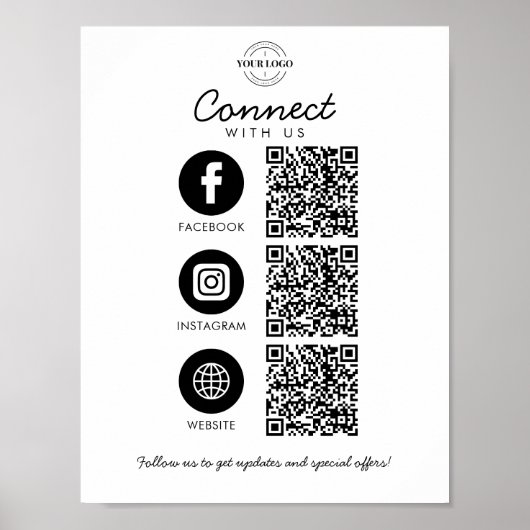 Maak contact met ons 3 QR Code Website Business Lo Poster (Voorkant)