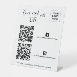 Maak contact met ons Facebook Instagram QR code Reclamebord Met Voetstuk