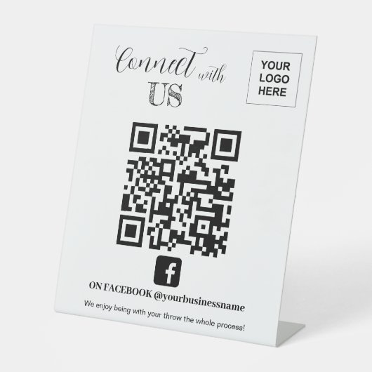 Maak contact met ons Facebook QR-code Reclamebord Met Voetstuk (Voorkant)