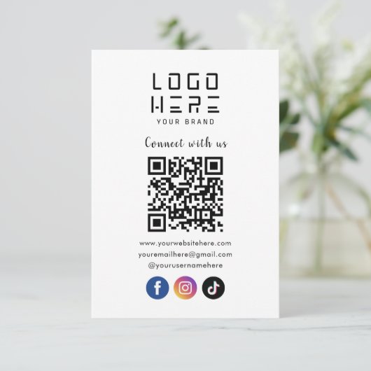 Maak contact met ons Facebook TikTok QR-code Kaart (Staand voorkant)