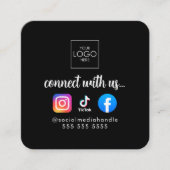 Maak contact met ons Moderne Social Media QR Code Vierkante Visitekaartje (Voorkant)