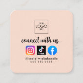 Maak contact met ons Moderne Social Media QR Code  Vierkante Visitekaartje (Voorkant)