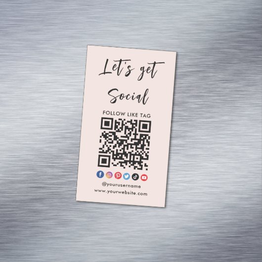 Maak contact met ons Qr Code Professional Blush Pi Magnetisch Visitekaartje (Voorbeeld)