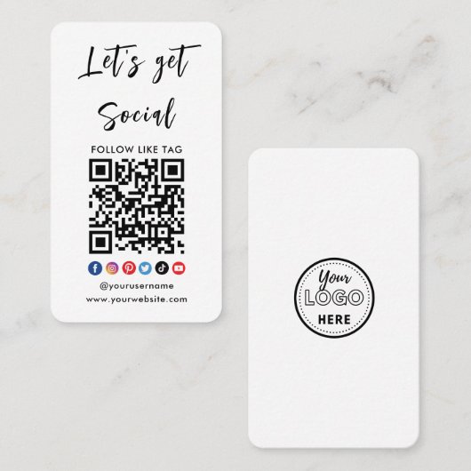 Maak contact met ons Qr Code Professional White Visitekaartje (Voorkant / Achterkant)