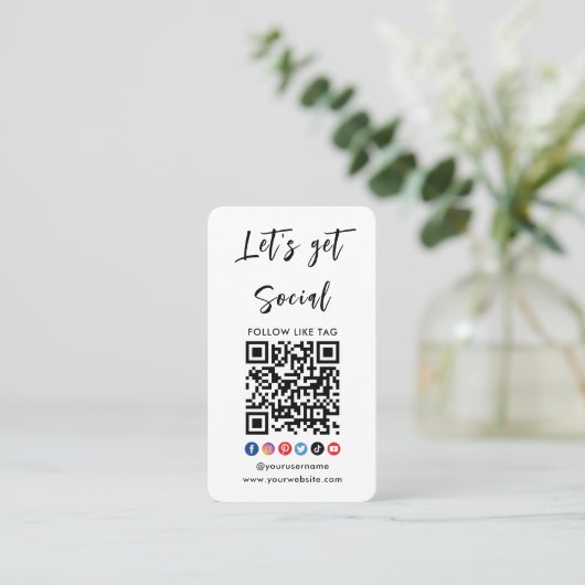 Maak contact met ons Qr Code Professional White Visitekaartje (Staand voorkant)