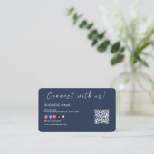 Maak contact met ons Qr Code Social Media Navy Blu Visitekaartje (Staand voorkant)