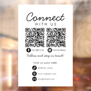 Maak contact met ons QR Code Social Media Volg ons Raamsticker