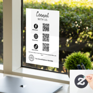 Maak contact met ons Social Media QR-code Bedrijf Raamsticker