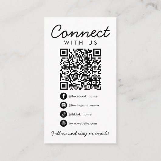 Maak contact met ons Social Media QR Code Business Informatiekaartje (Voorkant)