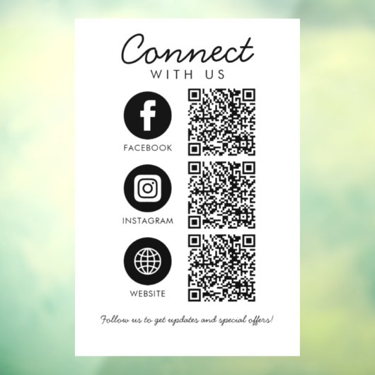 Maak contact met ons Social Media QR Code Business Raamsticker (Vel 3)