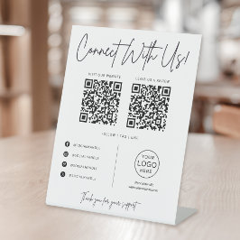 Maak contact met ons Social Media QR Code Business Reclamebord Met Voetstuk
