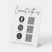 Maak contact met ons Social Media QR Code Business Reclamebord Met Voetstuk (Voorkant)
