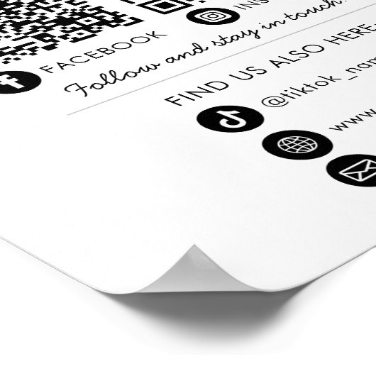 Maak contact met ons Social Media QR Code Company  Poster (Hoek)