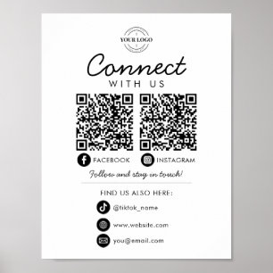 Maak contact met ons Social Media QR Code Company Poster