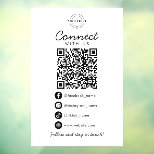 Maak contact met ons Social Media QR Code Company Raamsticker (Vel 3)