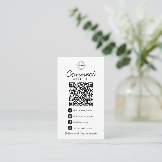 Maak contact met ons Social Media QR Code Company Visitekaartje (Staand voorkant)