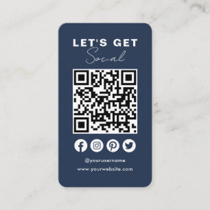 Maak contact met ons Social Media QR Code Navy Blu Visitekaartje