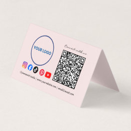 Maak contact met ons Social Media QR Code Roze Zak Visitekaartjes