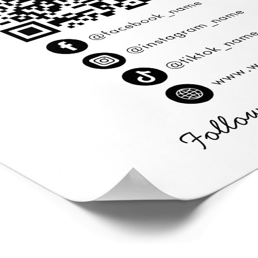 Maak contact met ons Social Media QR Code Sjabloon Poster (Hoek)