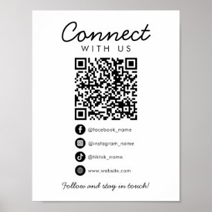Maak contact met ons Social Media QR Code Sjabloon Poster
