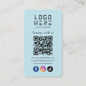 Maak contact met ons Social Media QR Code Soft Blu Visitekaartje (Voorkant)