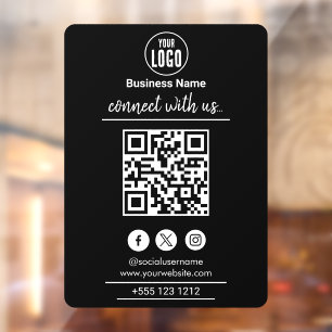 Maak contact met ons Social Media QR Code Wit Raamsticker