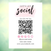 Maak contact met ons Social Media QR Code Wit Roze Raamsticker (Vel 3)