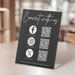 Maak contact met ons Social Media QR Code Zakelijk Reclamebord Met Voetstuk