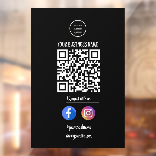 Maak contact met ons Zwart Zakelijk Logo Raamsticker (Vel 2)