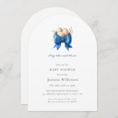 Maak de Nest Blue Baby shower QR-code klaar Kaart (Voorkant / Achterkant)