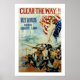 Maak de weg vrij! - 4de liberty-lening poster