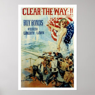 Maak de weg vrij! - 4de liberty-lening poster