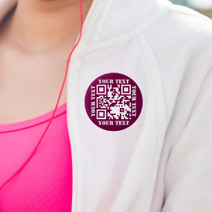 Maak Donkerroze Roze Website URL Scan mij QR Code Ronde Button 5,7 Cm