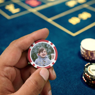 Maak een aangepaste foto Kerstmis Rood Goud Golfer Poker Chips