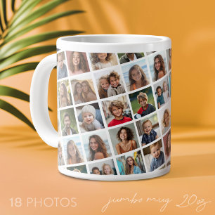 Maak een aangepaste fotocollage met 18 foto's extra grote beker