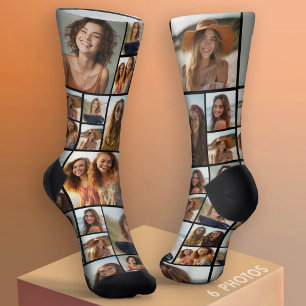 Maak een aangepaste fotocollage met 6 foto's zwart sokken