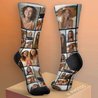 Maak een aangepaste fotocollage met 6 foto's zwart sokken
