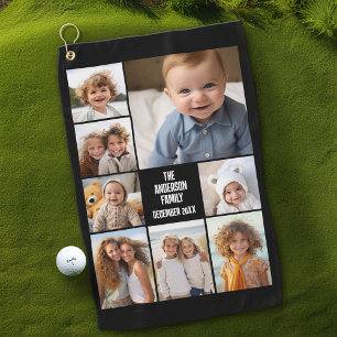 Maak een aangepaste fotocollage met 8 foto's golfhanddoek