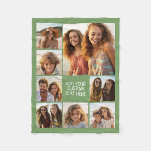 Maak een aangepaste fotocollage met 8 foto's Groen Fleece Deken