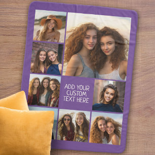 Maak een aangepaste fotocollage met 8 foto's paars sherpa deken