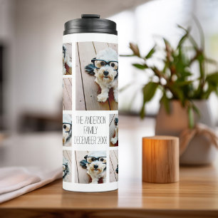 Maak een aangepaste fotocollage met 8 foto's thermosbeker