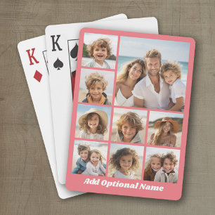 Maak een aangepaste fotocollage met 9 foto's koraa pokerkaarten