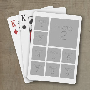 Maak een aangepaste fotocollage met 9 foto's wit pokerkaarten