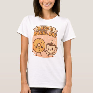 Maak een Bagel Day Kawaii Foodie Art T-shirt