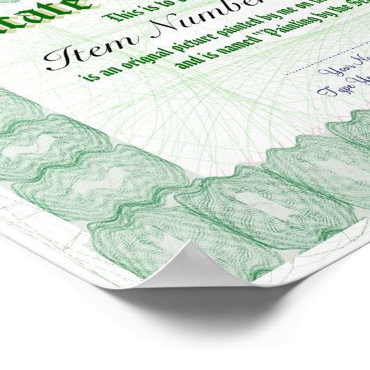 Maak een Certificaat van Authenticiteit Druk Poster (Hoek)