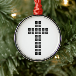 Maak een kruispatroon met elk logo of elke afbeeld metalen ornament