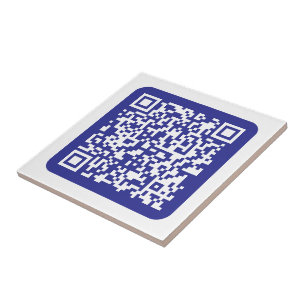 Maak een scanbare QR-code   Bewerkbare donkerblauw Tegeltje